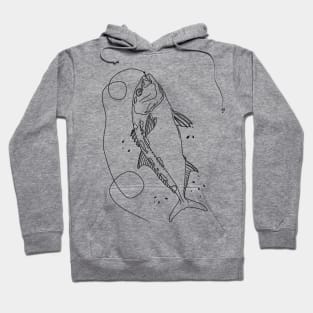 monochrome lineart illustration of a hooked samsons fish Hoodie